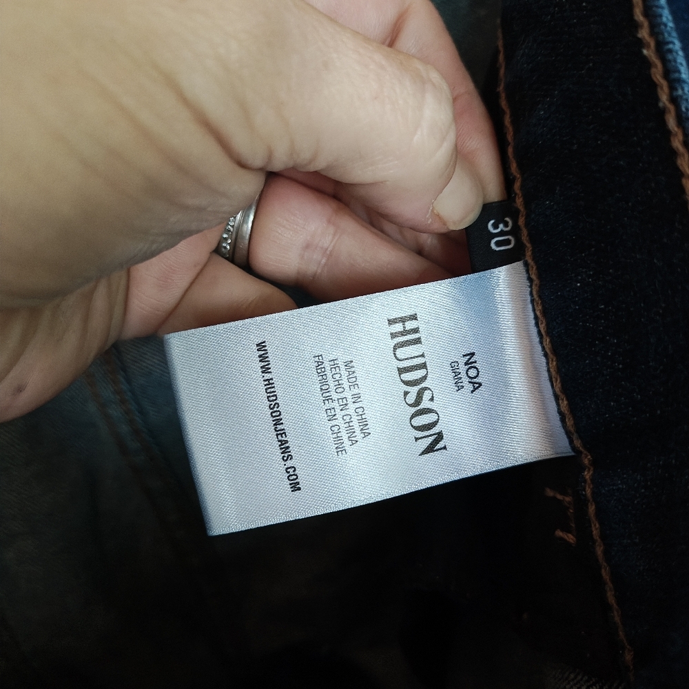 Hudson Noa Mid Rise Straight Raw Hem Crop In Giana Dark Jean Boho Sz 30(32) X25" - Picture 10 of 13